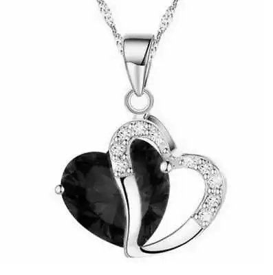 £2.99 • Buy 925 Sterling Silver Chain Necklace Heart Crystal Pendant Womens Ladies Jewellery
