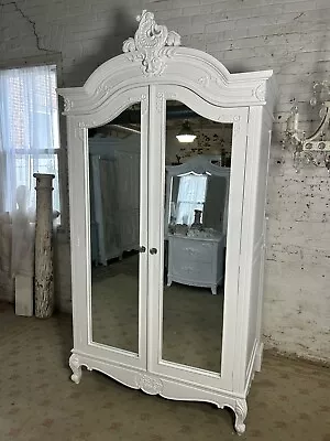 Gorgeous 18th Century Victorian Reproduction White Armoire With Glass Doors. • $5000