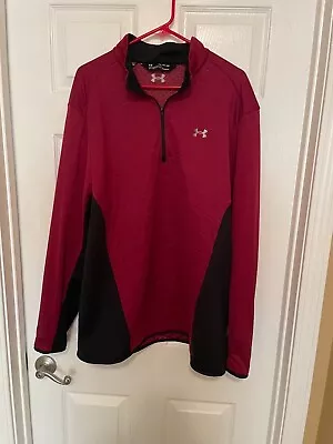 Under Armour Mens XXL Red Pullover Sweatshirt 1/4 Zip Long Sleeve • $15