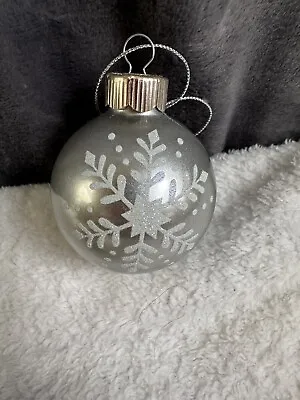 Vintage German Silver Snowflake Glitter Christmas Glass Ornament- READ • $15.99