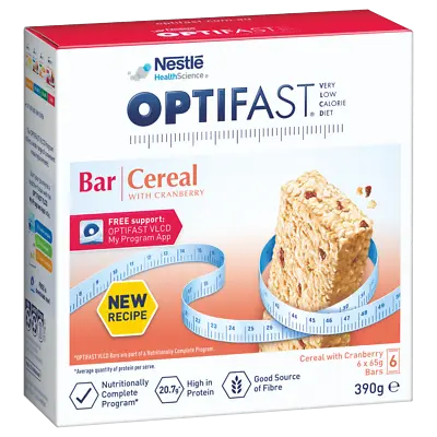£21.90 • Buy OPTIFAST VLCD 6 X 65g (390g) Bars - Cereal With Cranberry Flavour [NEW RECIPE]