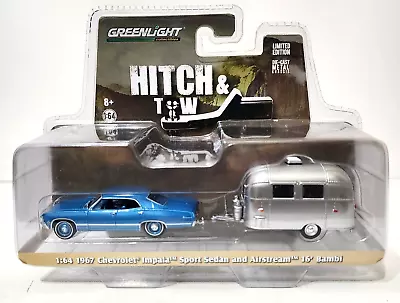 Greenlight Hitch & Tow  Chase  67 Impala & 16' Airstream Bambi Carded 1:64 • $45