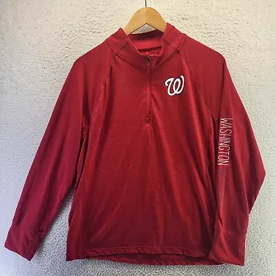 '47 Washington Nationals 1/4 Zip Pullover Shirt Womens XL Red Curly W Logo • $26.88