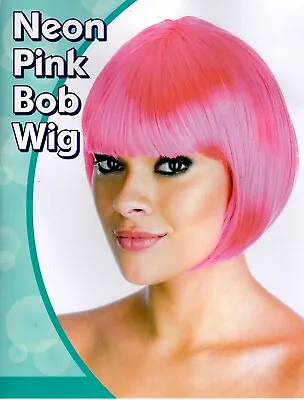 Neon Pink Bob Wig Fancy Dress Wear It Pink • £4.99