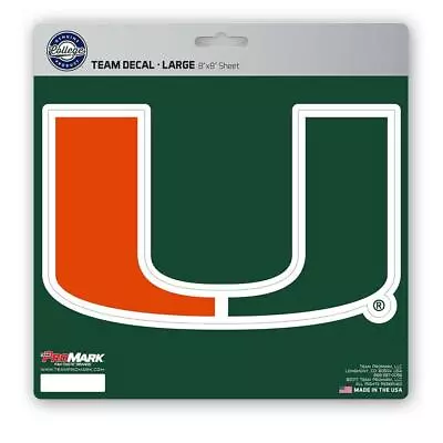 Miami Hurricanes 8x8 Die Cut Decal [NEW] NCAA Emblem Car Cling Sticker Vinyl Pro • $7.95