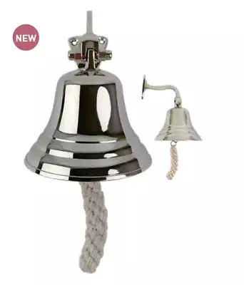 Last Orders Bell Wall Mounted Traditional Nickel Finish Pub Bell With Rope • £17.95