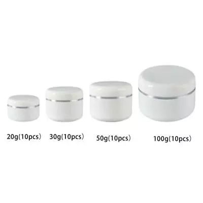 10x Empty Round Pot Jars With Lid - Cream Samples Containers • £7.12