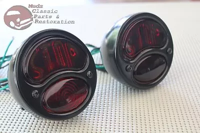 Ford Model A Hot Rat Street Rod Custom Car Truck Stop Lens Black Tail Lights • $118.44