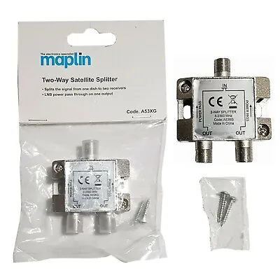 Certified Maplin 2-Way Satellite Splitter With LNB Power Pass On One Output • £5