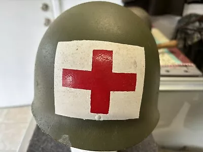 US Army Vietnam War Period M1 Helmet Liner With Painted Medic's Cross On Front • $40