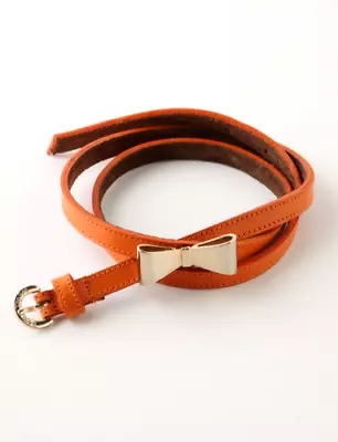 Anthropologie B-low The Belt  Dandy Belt  Skinny Leather Darling Bow - Orange S • $59.99