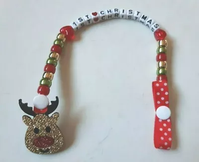 Personalised Rudolf Christmas Dummy/pacifier/holder Clips  • £6.50