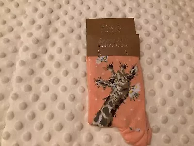 £6.80 • Buy BNWT Ladies Woman’s   Baby Giraffe” Dotty Bamboo Socks Wrendale