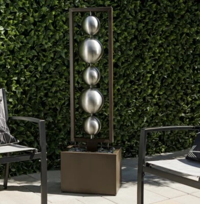 $399 • Buy NEW Alpine Corporation 55 In Water Fountain Metal Tiered Outdoor Modern Column