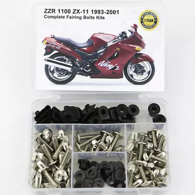 Fit For 1993-2001 Kawasaki ZZR1100 ZX-11 Complete Fairing Bolts Body Kit Silver • $31.97