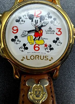 Vintage Lorus Mickey Mouse Unisex Goldtone Musical Watch V422 Not Tested • $9.99