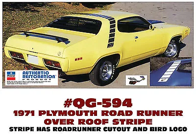 $166.50 • Buy QG-594 1971 PLYMOUTH ROAD RUNNER STROBE STRIPE KIT - RR NAME And BIRDS APPLIED