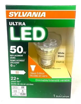 Sylvania 50W Using 6W Ultra LED PAR16 GU10 Base Flood White Dimmable Light Bulb • $10.89