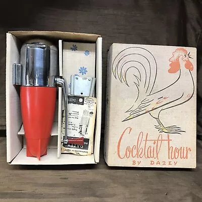 Vintage 1950s Dazey Ice Crusher Chrome Red Rocket Cocktail  Hour Original Box • $74.99