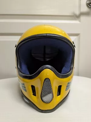 Vintage 1980's BELL MOTO 4 Yellow Motorcycle Helmet Full Face 7 3/8  • $95