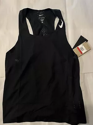 NWT Men’s NIKE Dri-FIT ADV Aeroswift Running Singlet DM4624-010 Black  Sz L • $49.99