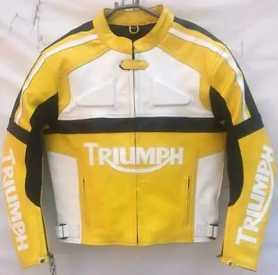 Men Genuine Triumph Biker Leather Jacket / Triumph Jacket With CE Armour • $135