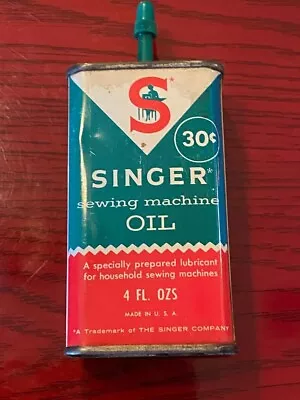 VINTAGE SINGER SEWING MACHINE METAL OIL CAN - 30c CAN - VERY NICE • $1.25