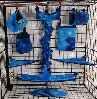 Tie Dye Stars Blue*Sugar Glider Cage Set * Rat * Double Layer Fleece • $36.55