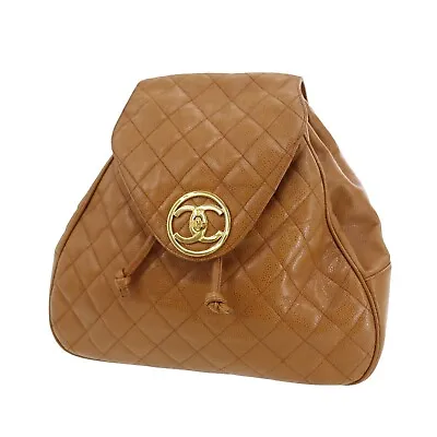 CHANEL CC Logos Used Brown Backpack Caviar Skin Leather Vintage #BE9 S • $2929