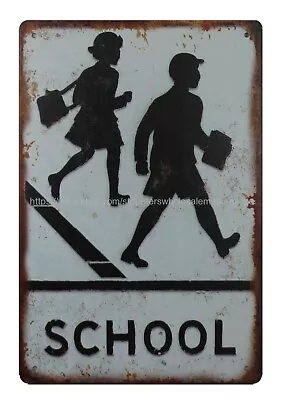  School Road Crossing Metal Tin Sign  Art • $18.92