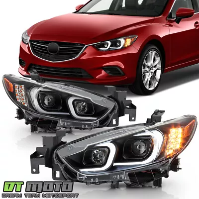 2014-2017 Mazda 6 Halogen Black LED Tube & Signal Projector Headlights Headlamps • $295.99