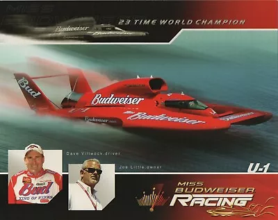 Miss Budweiser Hydroplane Racing Joe Little Dave Villwock 23x Champion Print VTG • $24.99