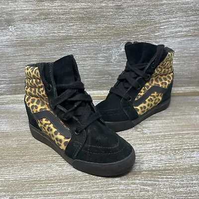 Vans Sk8-Hi Hidden Wedge High Top Leopard Print Suede Shoes Womens Size 6.5 • $26.99