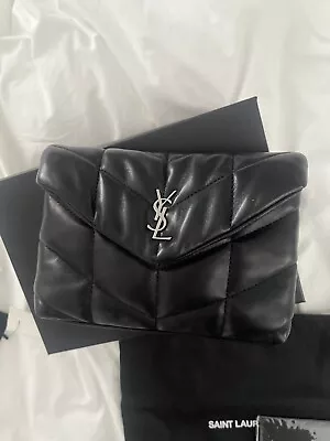 Ysl Saint Laurent Puffer Clutch Bag Silver Hardware • £490