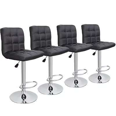 Set Of 4 Adjustable Modern Swivel Bar Stools Dining Chair Counter Height  Black. • $137.97