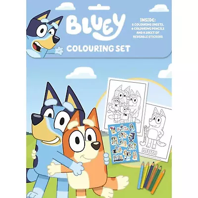 BLUEY Colouring Set Ages 3+ Years Toddler Childrens Pencils Stickers • £1.99