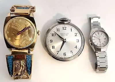 Vintage Watch Lot - Westclox Pocket Ben Seiko 2205-0721 Morgan Dollar #B125 • $225.25