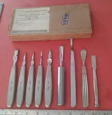 9 Vtg Stainless Surgical Tools Codman & Shurtleff G Vincent France C1950s • $50