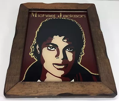 Vintage Michael Jackson 8x10  Thriller Era Wooden Frame Glass Image • $19.99