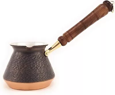 YDB Copper 2021 KDA Series Large Turkish Coffee Pot Wood Handle Antique Cezve • $97.19