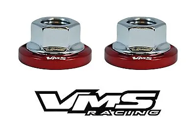 2 Vms Racing Strut Tower Dress Up Red Washers & Silver Flanged Nuts Mitsubishi • $15.95