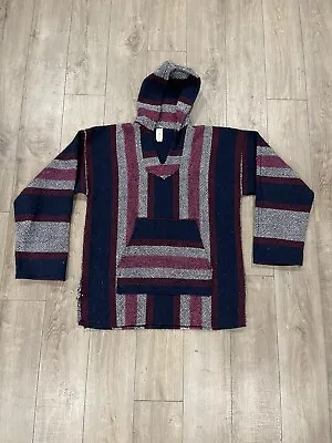 Vintage Sun Specs Drug Rug Pancho Mexican Blanket Hoodie Surfer Size Large • $24.95