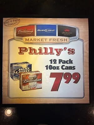Vintage Budweiser Philly's Market Fresh Man Cave Bar Light Advertising  • $99.99