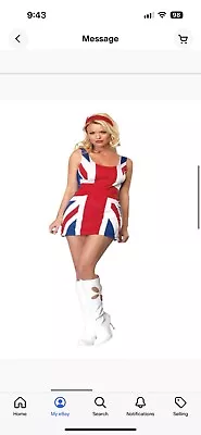 Adult British Flag Union Jack Dress Spice Costume Ginger Girls Fancy Dress • £9.99