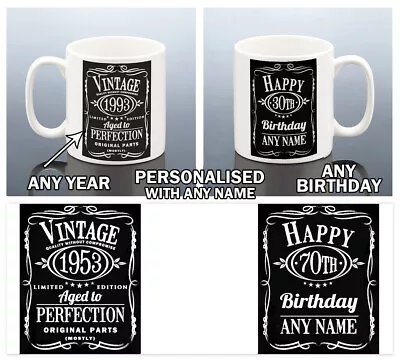 £8.49 • Buy PERSONALISED BIRTHDAY GIFT Men WHISKEY LABEL MUG 50th 80th 40th Dad Him Grandad