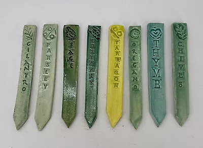£24.58 • Buy Handmade Studio Pottery Herb Garden Stake Markers. Set Of 8