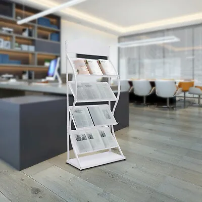 Floor-stand Brochure Display Holder Stand Newspaper Magazine Rack For Reception • £61.75