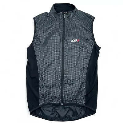 Louis Garneau Mens Large Vest Black Full Zip Cycling Bike Reflective Commute L • $22