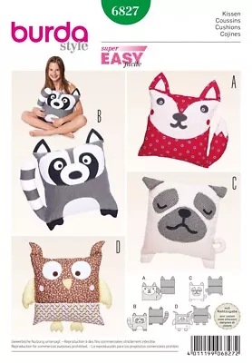 £9.75 • Buy Burda Homeware Easy Sewing Pattern 6827 Novelty Animal Shape Cushions (Burda-...
