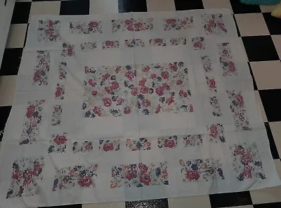 Vintage 40s 50s Novelty Print Cotton Tablecloth  • $10